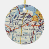 Portsmouth VA Vintage Karte Keramik Ornament (Vorne)