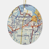 Portsmouth VA Vintage Karte Keramik Ornament (Links)