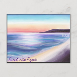 Portugal Algarve Sonnenuntergang Meer und Klippe Postkarte