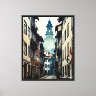 Portugal Altstadt Straßenkunstwerk – Rustikales Po Leinwanddruck