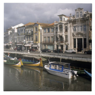 Portugal, Aveiro. Moliceiros (Algen sammelnde Boot Fliese
