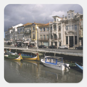 Portugal, Aveiro. Moliceiros (Algensammeln Quadratischer Aufkleber