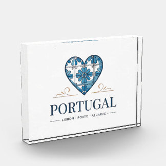 Portugal Azulejo Herz Acryl-Fotoblock – Portu Fotoblock