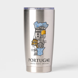 Portugal Azulejo Karte Edelstahl Reise Tumbler Thermobecher