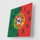 Portugal: Bandeira De Portugal Quadratische Wanduhr (Winkel)