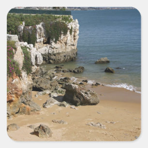 Portugal, Cascais. Praia da Rainha, ein Strand in Quadratischer Aufkleber