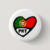 Portugal Country Code Flag Herz Button Abzeichen,  (Vorderseite)