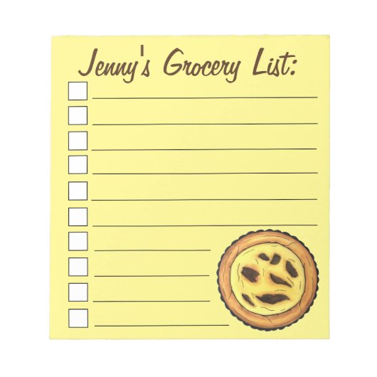 Portugal Custard Egg Tart Pastel Pastéis de Nata Notizblock (Vorderseite)