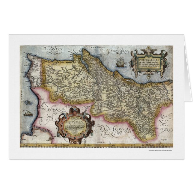 Portugal durch Ortelius Karte 1579 (Vorderseite (Horizontal))