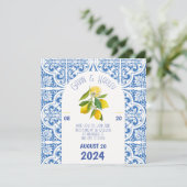 Portugal Einladung zur Hochzeit | Blaue Fliesen (Stehend Vorderseite)