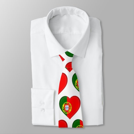 Portugal Flag Farben Herzmuster Neck Tie Krawatte (Gebunden)