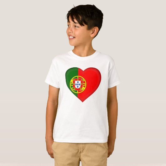 Portugal Flag Herz Form Kids Shirt (Vorne ganz)