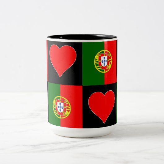 Portugal Flag Herzmuster Patriotic Portugiesisch Zweifarbige Tasse (Mittel)