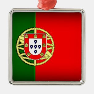 Portugal Flag Schwarzer Rand Silbernes Ornament