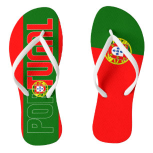 Portugal Flagge Inschrift Rot Grün Zweifarbig Badesandalen