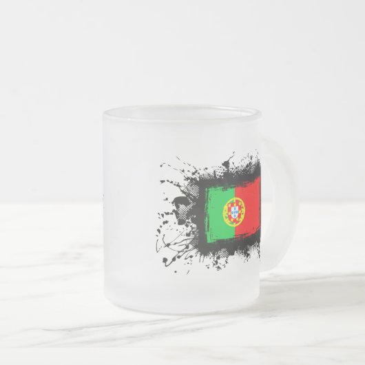 Portugal-Flagge Mattglastasse (VorderseiteRechts)