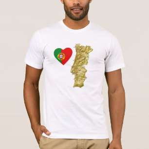Portugal-Flaggen-Herz und Karten-T - Shirt