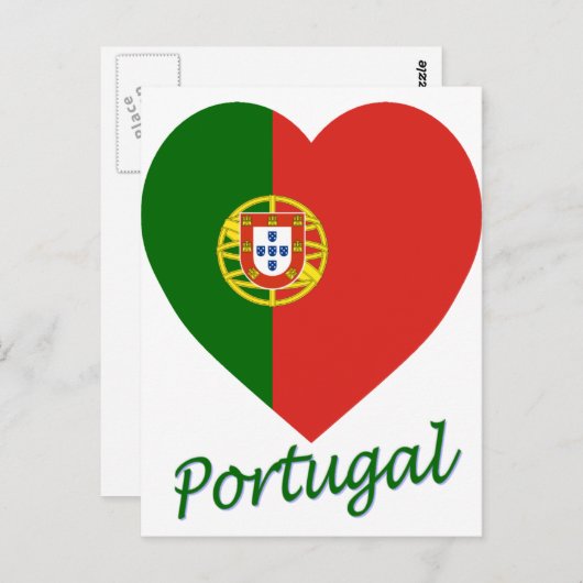 Portugal - Flaggenherz Postkarte (Vorne/Hinten)