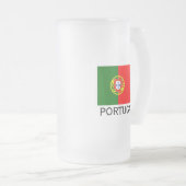 Portugal-Flaggenkundenspezifische Glasbier Mattglas Bierglas (VorderseiteRechts)