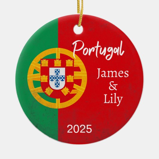 Portugal - Flaggenverzierung, Personalisiertes Por Keramik Ornament (Vorne)