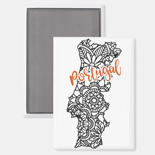 Portugal Floral Mandala Silhouette Magnet