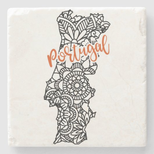 Portugal Floral Mandala Silhouette Steinuntersetzer (Vorderseite)