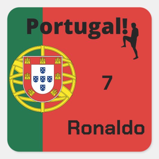 Portugal Fußball, anpassbar Quadratischer Aufkleber (Vorderseite)