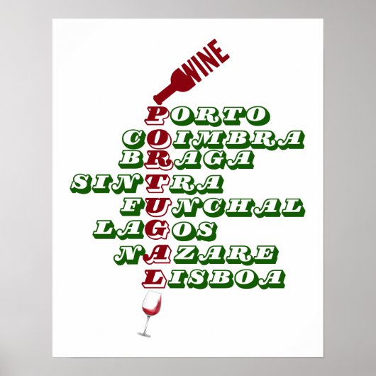 Portugal Green Red Wine Art Poster (Vorne)