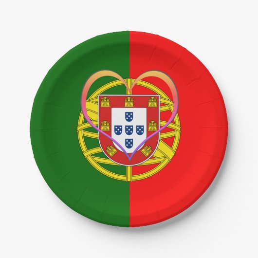 Portugal Herzliche Teller, portugiesische Flagge / Pappteller (Vorderseite)