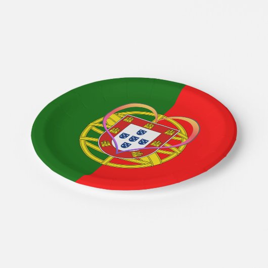 Portugal Herzliche Teller, portugiesische Flagge / Pappteller (Schrägansicht)