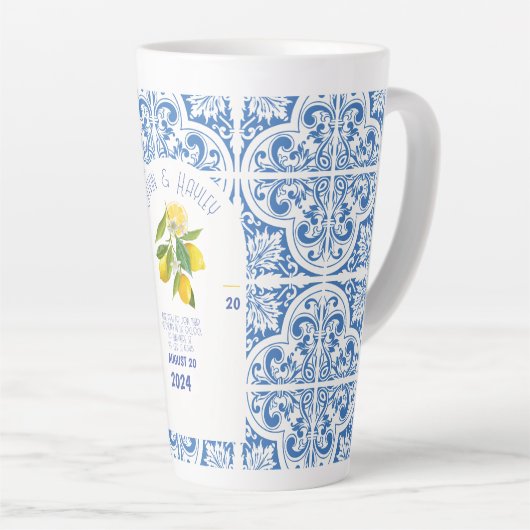 Portugal Hochzeit-Tasse | Blaue Fliesen und Zitron Milchtasse (Rechte Ecke)