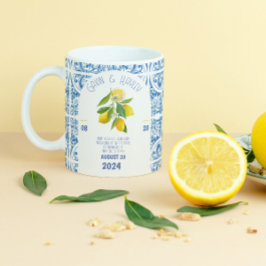 Portugal Hochzeit-Tasse | Blaue Fliesen und Zitron Porzellantasse