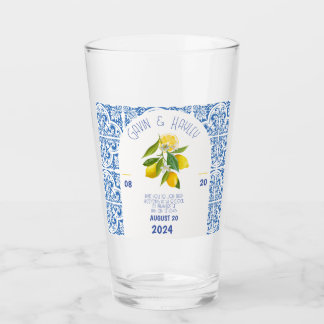 Portugal Hochzeitsglas | Blaue Fliesen und Zitrone Glas