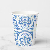 Portugal Hochzeitspapier | Blaue Fliesen und Zitro Pappbecher (Rechts)