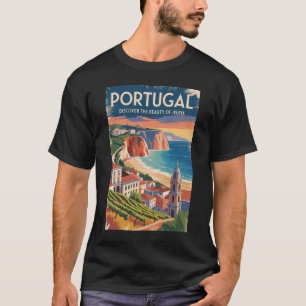 Portugal Iberia Skyline Illustration Reise Kunst T-Shirt