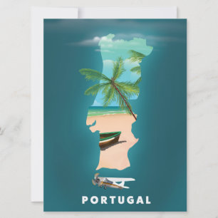 Portugal Karte Reiseplakat drucken.