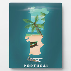 Portugal Karte Reiseplakat drucken. Fotoplatte