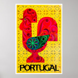 Portugal Kunst Hahn Druck Reiseplakat Poster