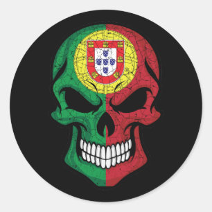 Portugal lächelt die Schädelflagge Runder Aufkleber