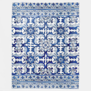 Portugal Lissabon Azulejo Tile Pattern Winter Fleecedecke