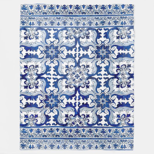 Portugal Lissabon Azulejo Tile Pattern Winter Fleecedecke (Vorderseite)