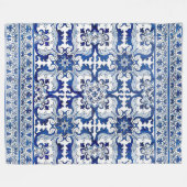 Portugal Lissabon Azulejo Tile Pattern Winter Fleecedecke (Vorderseite (Horizontal))