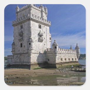 Portugal, Lissabon. Belem-Turm, ein UNESCO-Welterb Quadratischer Aufkleber