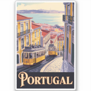 Portugal Lissabon Skyline Illustration Reise Kunst Aufkleber