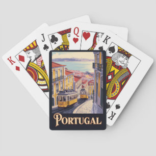 Portugal Lissabon Skyline Illustration Reise Kunst Spielkarten