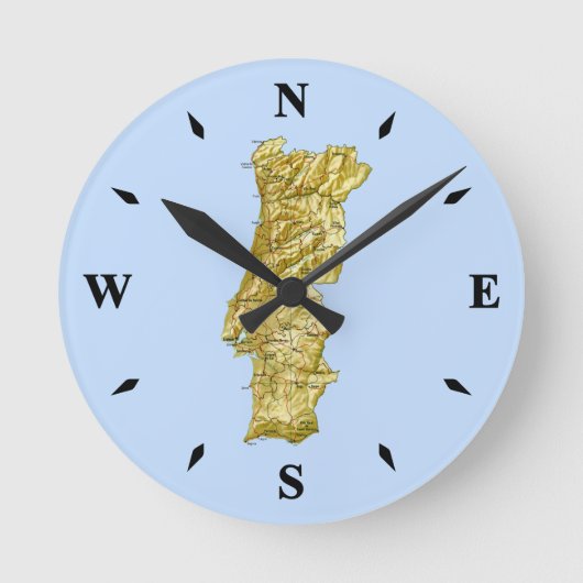 Portugal Map Clock Runde Wanduhr (Vorderseite)
