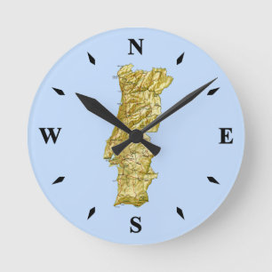Portugal Map Clock Runde Wanduhr