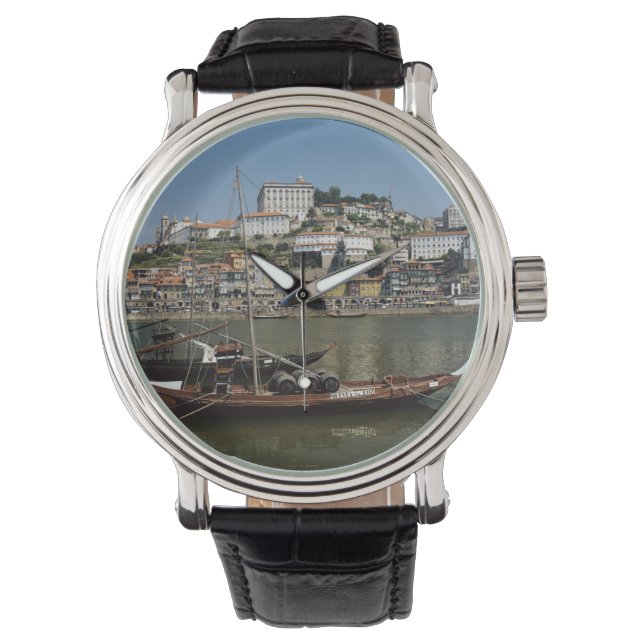 Portugal, Porto, Schiff mit Weinfässern Armbanduhr (Vorderseite)