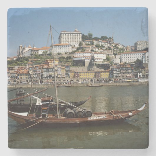 Portugal, Porto, Schiff mit Weinfässern Steinuntersetzer (Vorderseite)