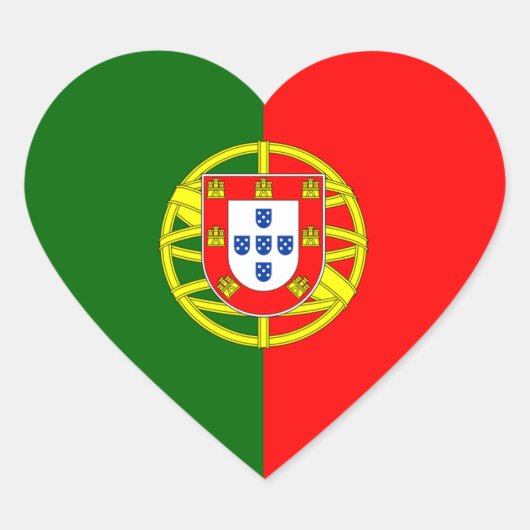 Portugal/Portugiesische Herzenflagge Herz-Aufkleber (Vorderseite)
